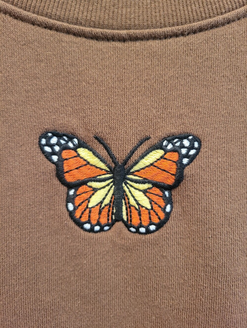 Reflex Embroidered Butterfly Brown Sweatshirt Womens 2XL Casual Fall Comfy - Picture 2 of 11
